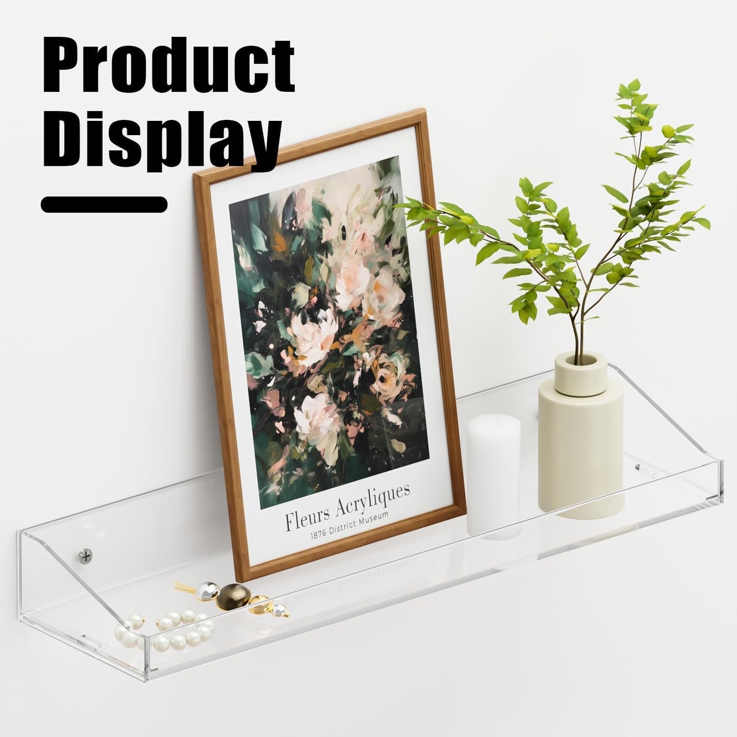 Skiennix Acrylic Floating Shelves - 15" Wall Organizer for Bathroom, Bedroom & Nursery | Clear 6-Pack