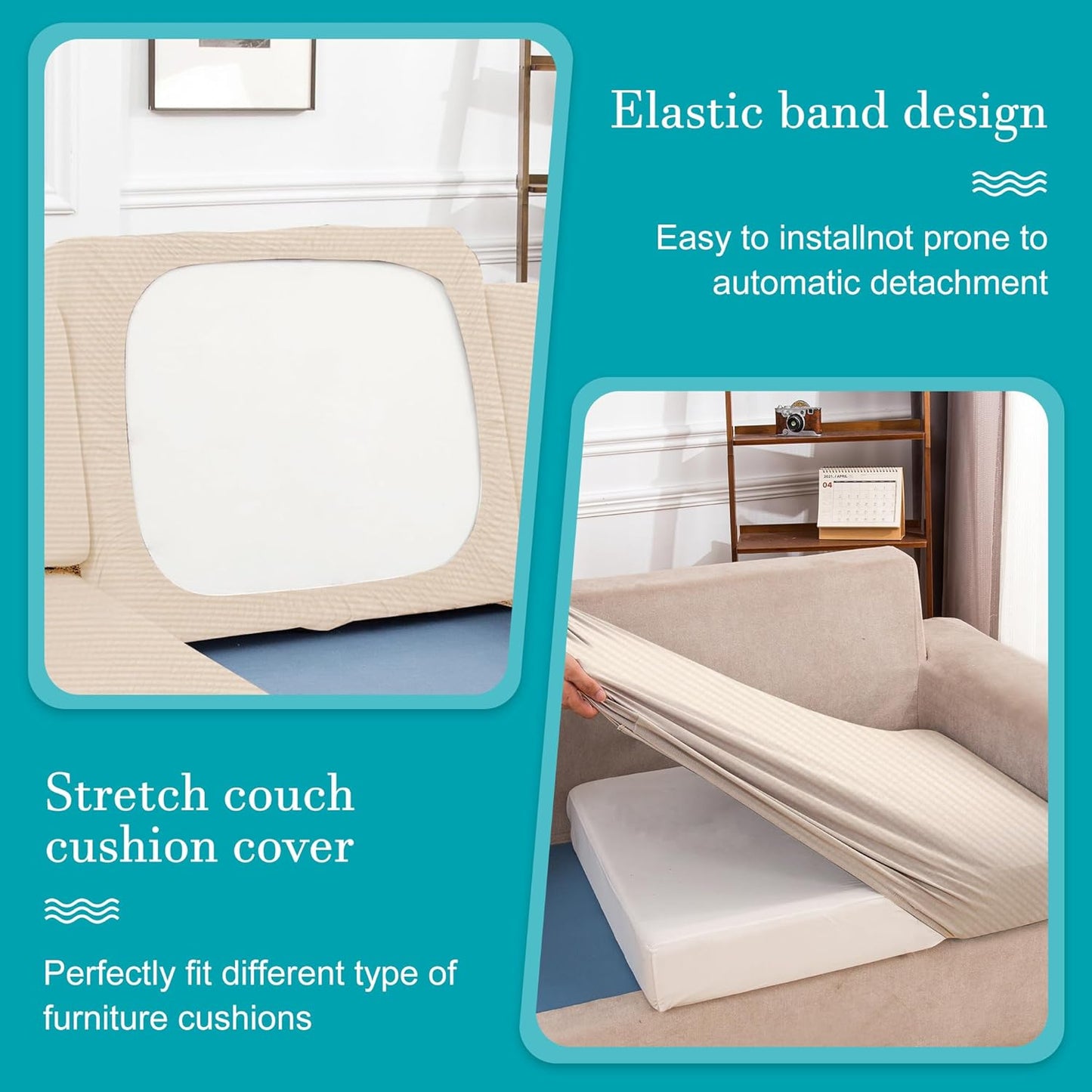 Skiennix 14-Piece Stretch Patio Cushion Covers - Washable Outdoor Sofa Slipcovers | Beige