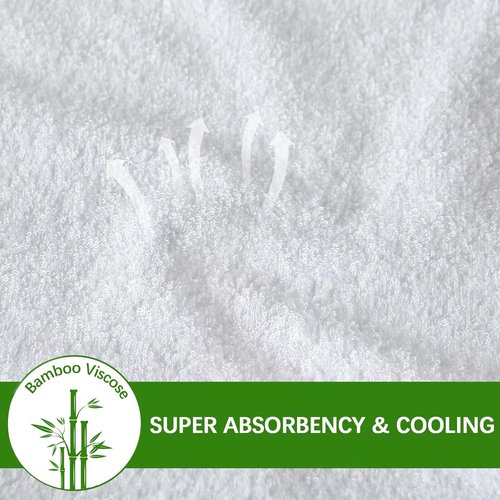 Biloban Waterproof Pillow Protector - 100% Viscose Bamboo Cooling Cases | Standard Size 2-Pack, 26”x20” White