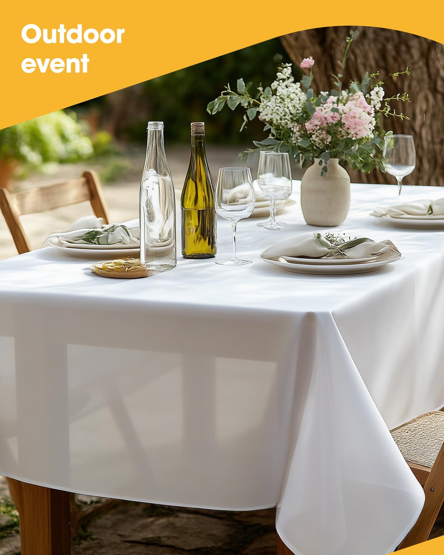 Niuara White Plastic Table Cloth - 24 Pack 54" × 108" Rectangle Disposable Tablecloths for 6FT Tables, Waterproof Table Cover for Party, Holiday & Gathering Use