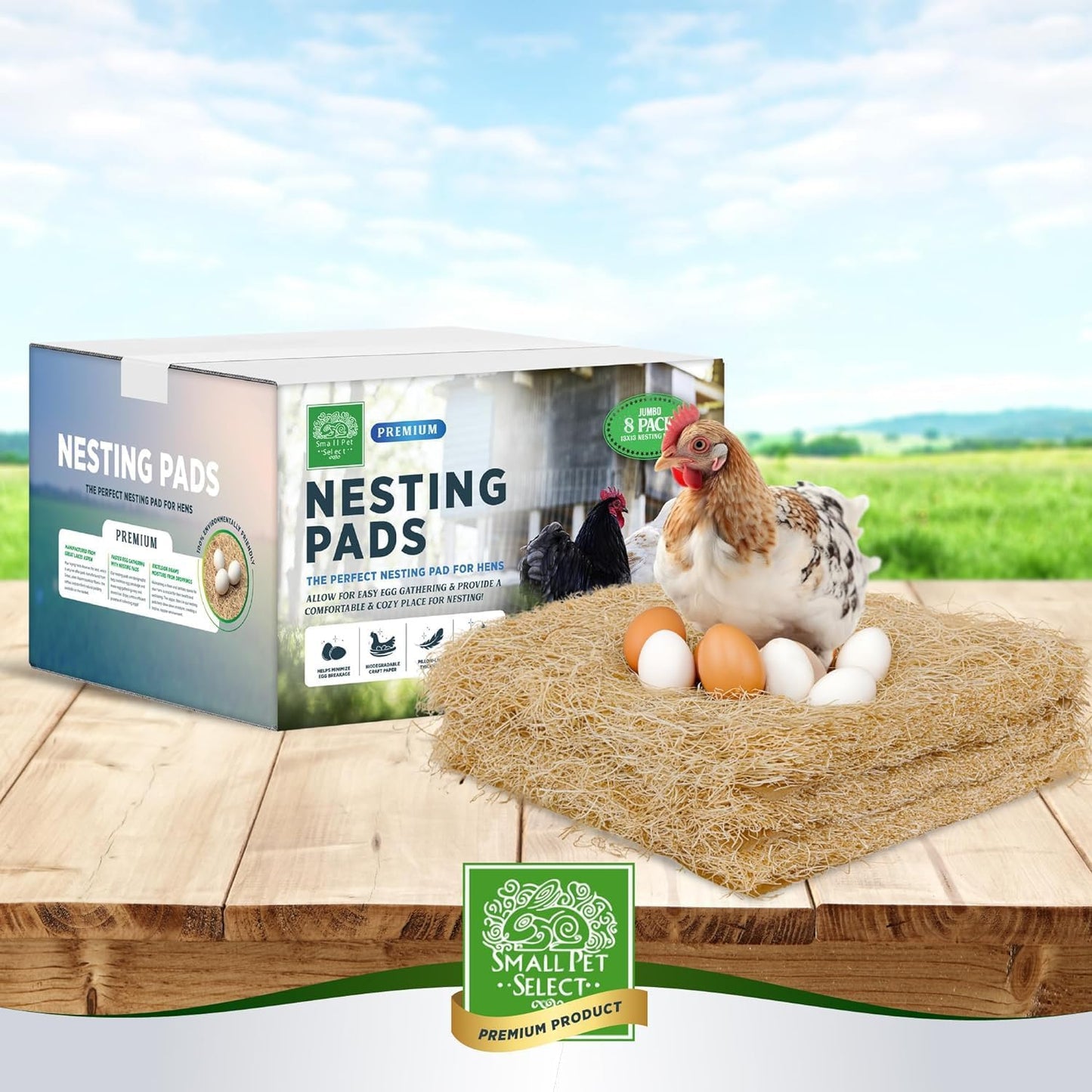 Small Pet Select - Chicken Nesting Pads (8-Pack) | 13x13 for Hens & Nesting Boxes