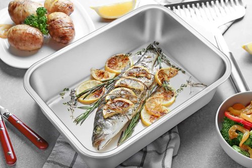 E-far Lasagna Pan Set of 2 - Rectangular Deep Baking Pans, Non-Toxic Stainless Steel, 10.6x8.3x3.2 Inches