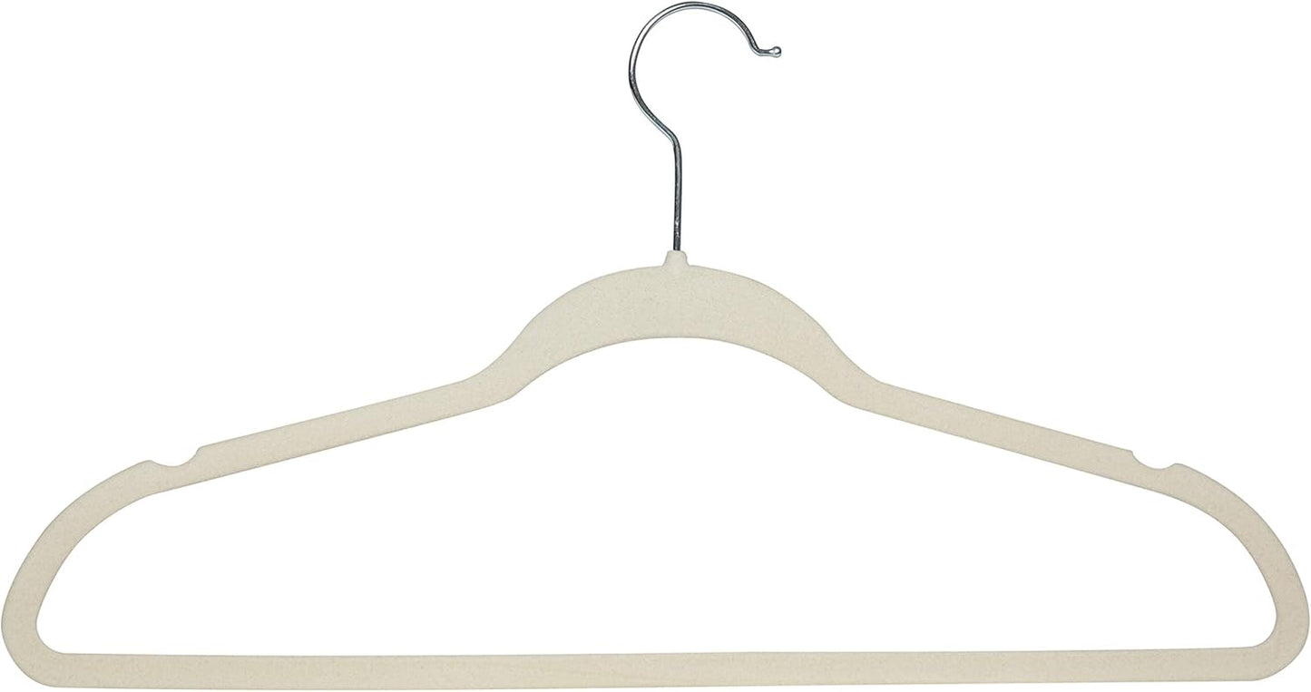 Skiennix Super Slim Velvet Huggable Hangers - Ivory Color, Space-Saving Design
