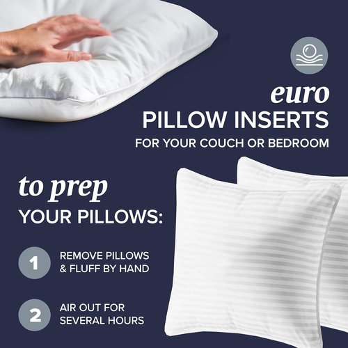 Beckham Hotel Collection Euro Size Throw Pillows - Set of 2 | 26 x 26 Down Alternative Inserts for Bed & Couch
