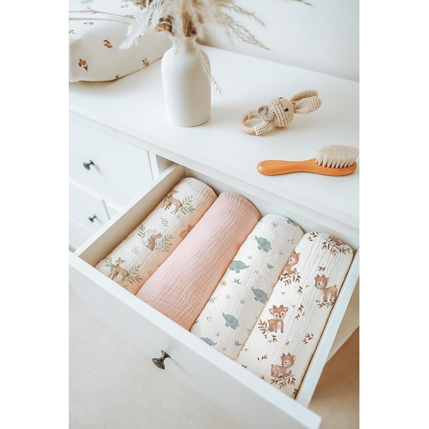 Konssy Baby Blanket - Super Soft Minky with Muslin Cotton Front & Dotted Fleece Back | Unisex Newborn Throw