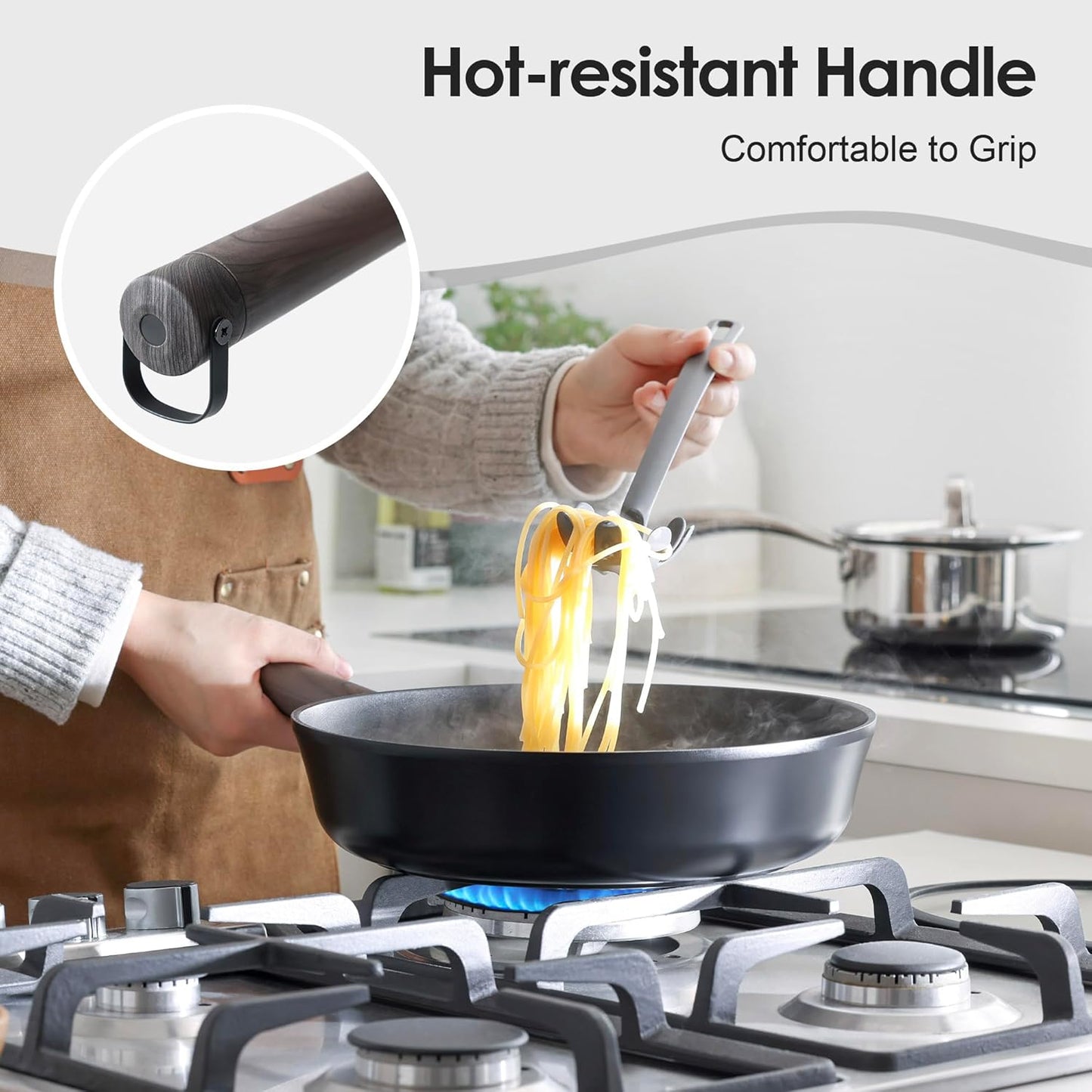 SENSARTE 17-Piece Nonstick Cookware Set - Induction Compatible, Dishwasher Safe, Stay-Cool Handles, Black