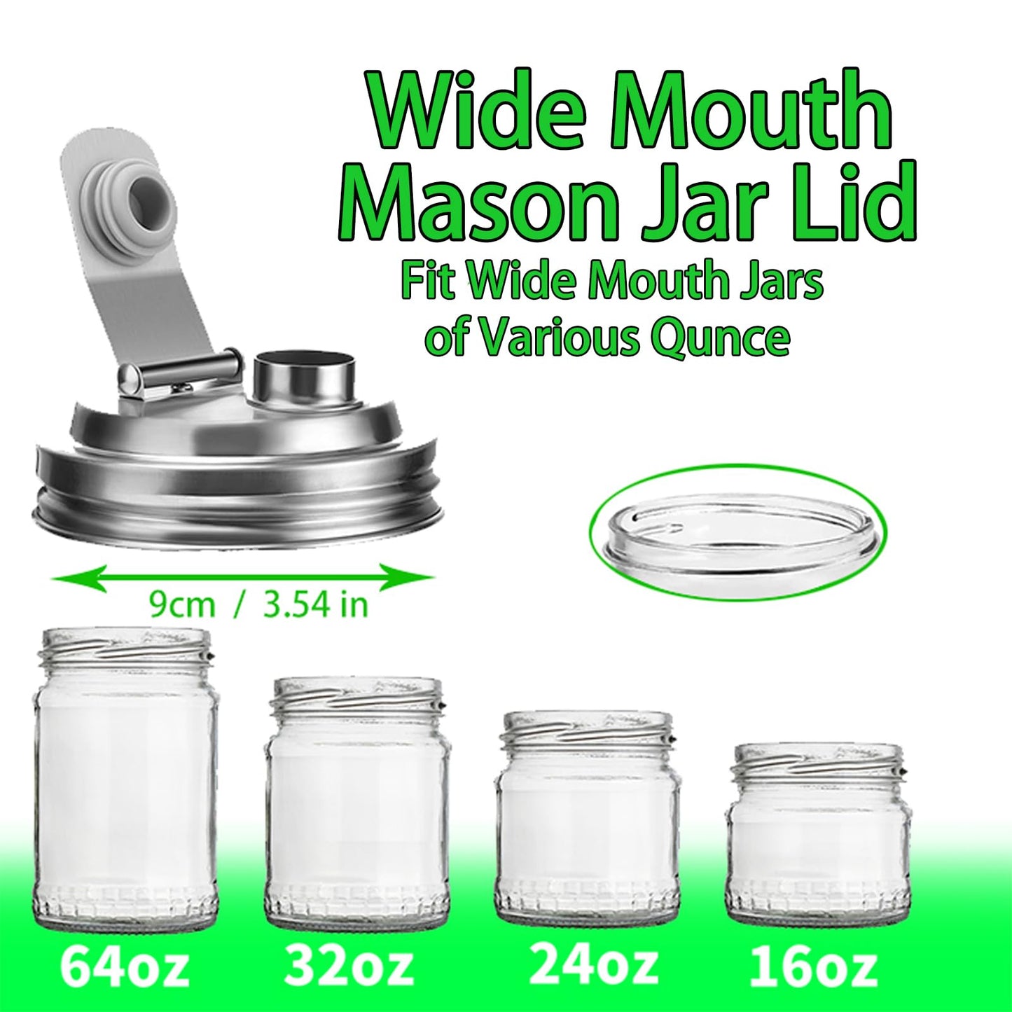 Mason Jar Wide Mouth Lid Stainless Steel Pour Spout Flip Cap,2 Pack Mason Jar Anticracking Pitcher Rust Leak Proof Seal Cover for Home Brewing Fruit Fermenting Drinks Salad (Wide Mouth)