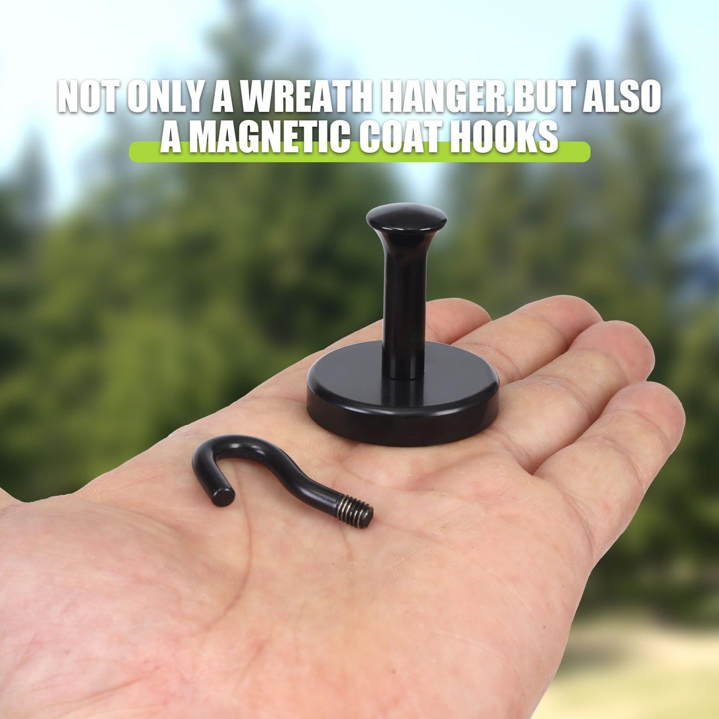 Neosmuk Magnetic Coat Hook,170lb Strong Extra Heavy Duty Magnet Hooks,Magnetic Wreath Hanger/Holder for Metal Doors,Purse,Towel,Stocking,Cruise Cabin,Black,4 Pack