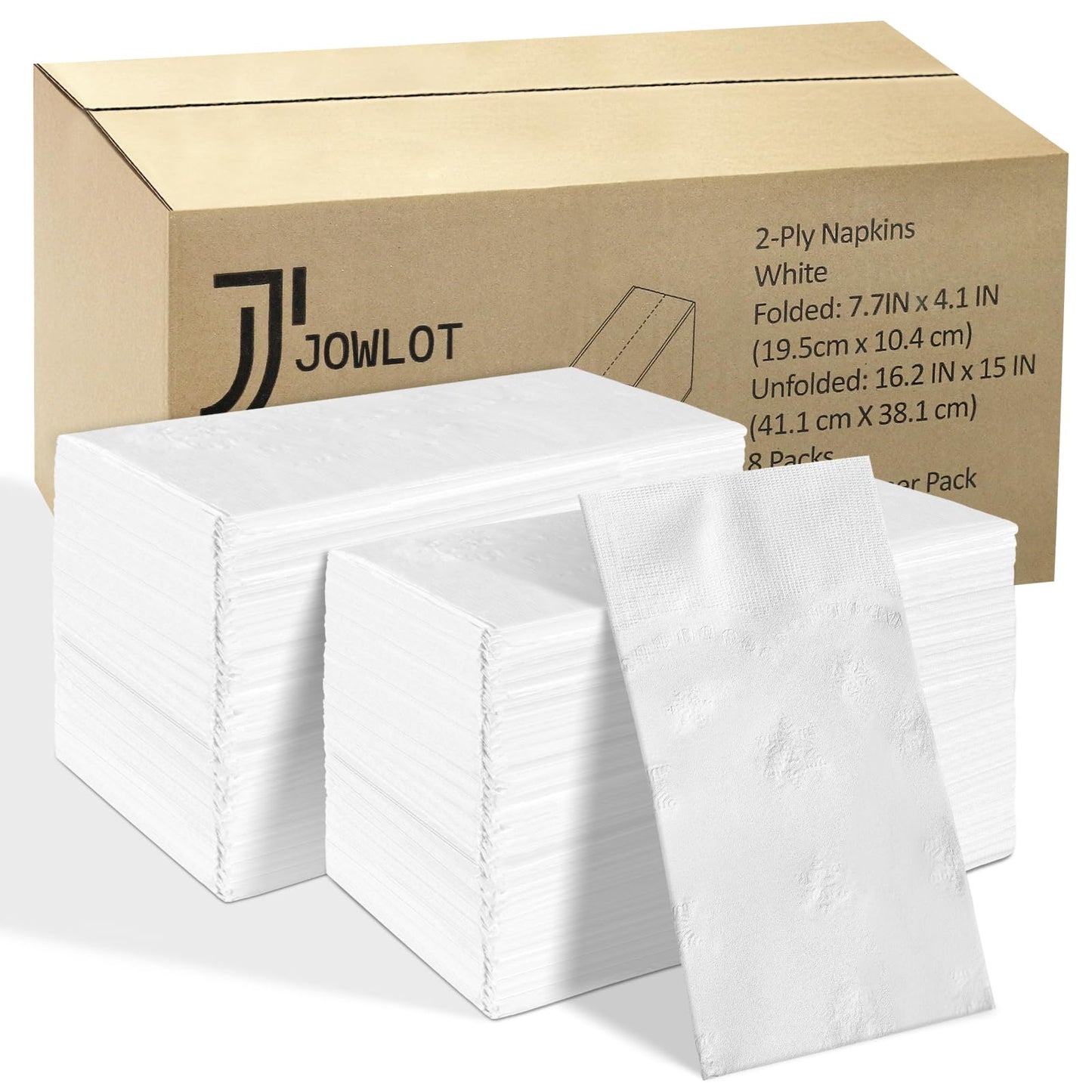 JOWLOT Disposable Napkins, 2-Ply 1200 Count Paper Dinner Napkins, White Napkins Bulk for Wedding Party Bathroom and Everyday Use (16.2" X 15")