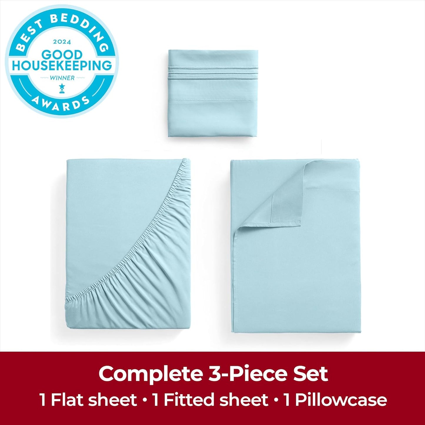 Mellanni Extra Deep Twin XL Sheets - Ultra Soft, Cooling Hotel Luxury Bedding - 3 PC Set in Aqua