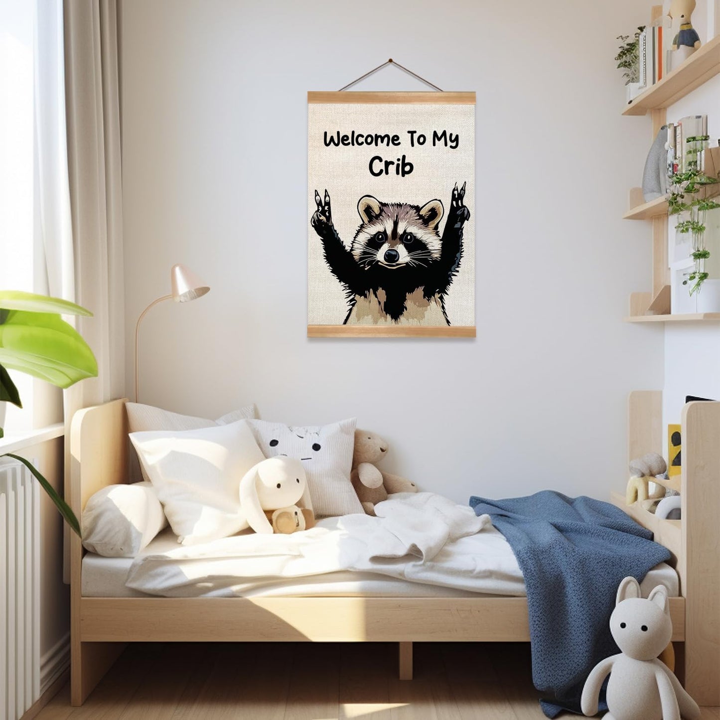 ZTGDA Raccoon Wall Art - Funny Welcome to My Crib Poster for Man Cave, Nursery, or Bedroom Decor