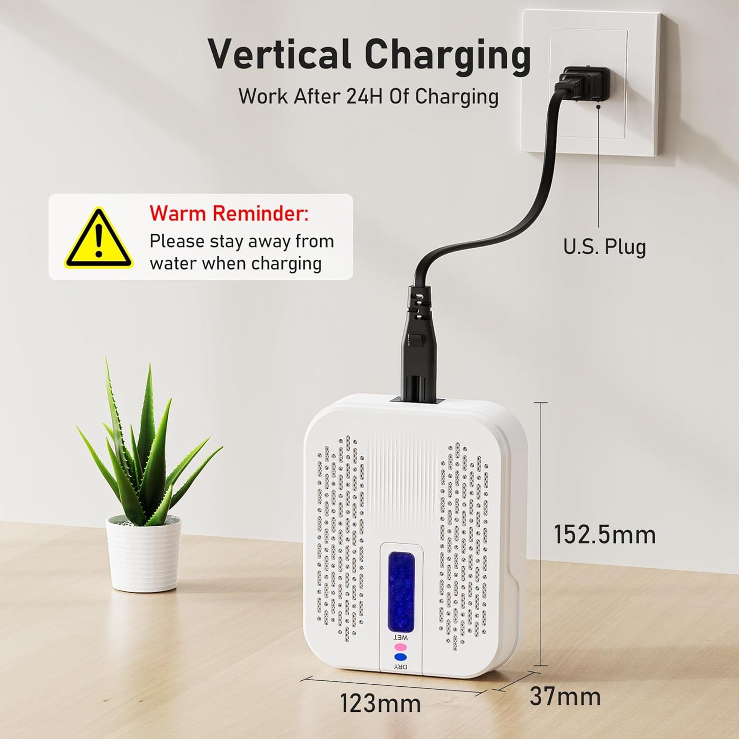 Rechargeable Mini Dehumidifier - Portable & Energy Efficient for Bathrooms, Closets, Cars