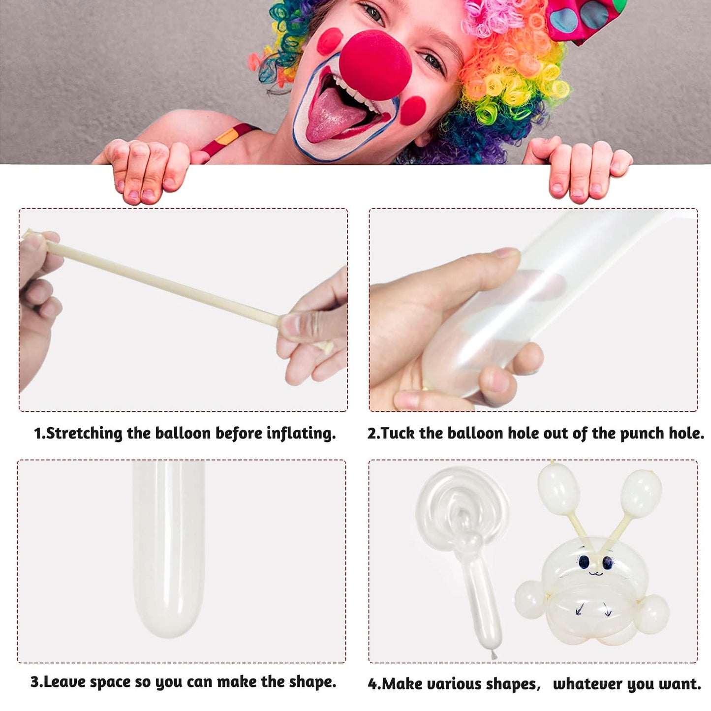 ZBYDNG 260 Balloons Clear, Thickening Long Balloons for Tying Arch, Twisting Latex Animals Magic Modeling Skinny Birthday Balloon for Kid‘s Party Wedding Decoartion Supply 100pcs