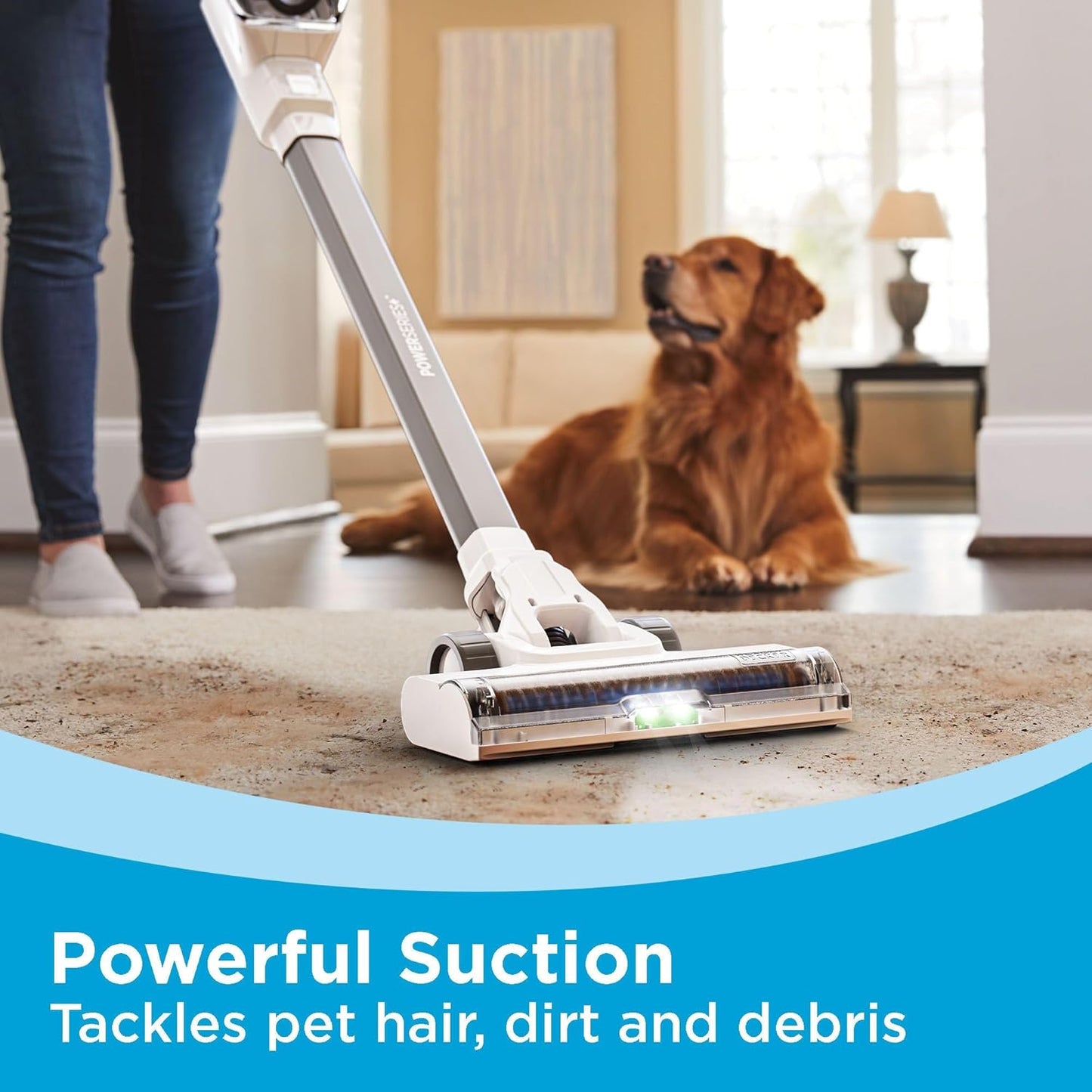 BLACK+DECKER 16V MAX Cordless Stick Vacuum - Lightweight, Multi-Surface, LED Lights, White