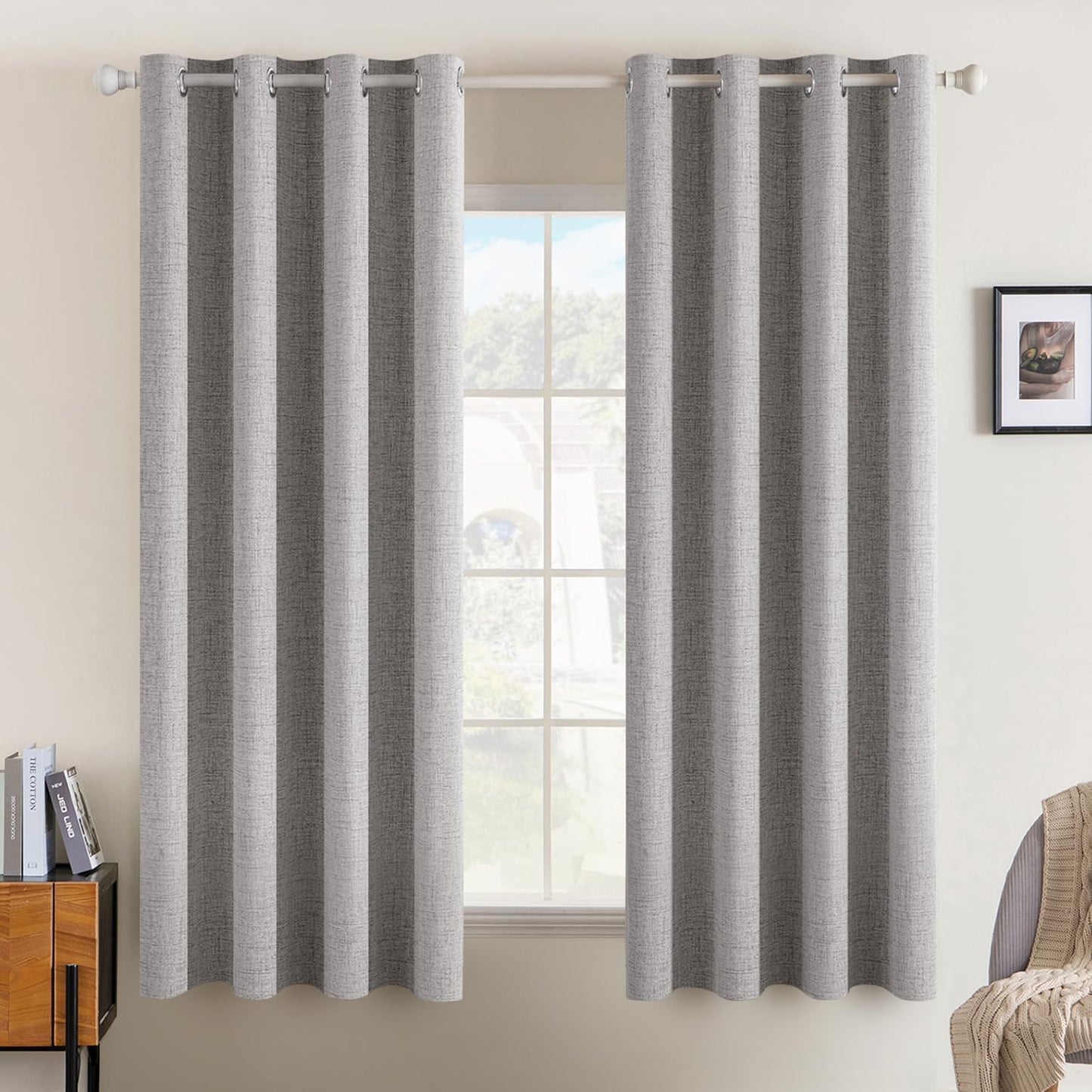 MIULEE Blackout Curtains - 100% Thermal Insulated Light Gray Drapes for Bedroom & Living Room | 52x54 Inch (2 Panels)
