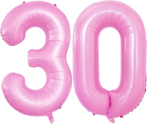 GOER 30-Inch Jumbo Foil Balloons - Light Pink 30th Birthday Party Decorations & Anniversary Celebrations
