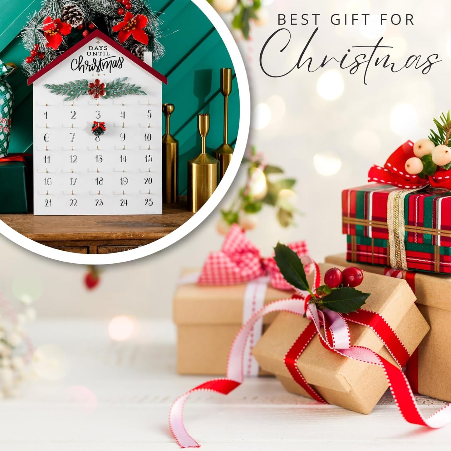 Regine Switzerland Christmas Countdown Calendar - Rustic Wooden Advent Decor for 25 Days Until Christmas