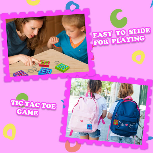 Valentines Day Gifts Cards for Kids School Classroom,28 Pack Tic Tac Toe Game Keychains with Cards for Boys Girls,Valentine Class Non Candy Treats Goodie Bag Stuffers Party Favors Prizes for Toddlers