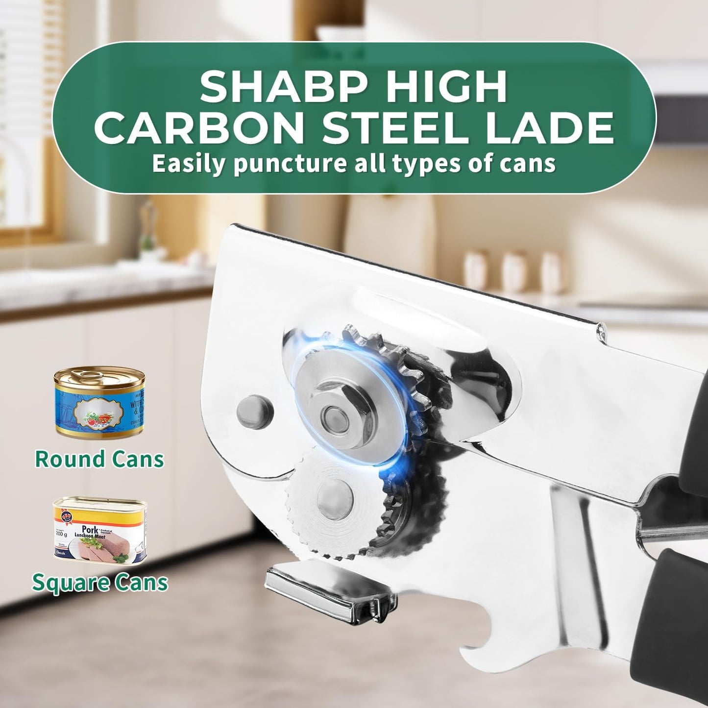 Skiennix Heavy Duty Manual Can Opener - Stainless Steel, Smooth Edge Design for Seniors | Kitchen Essential