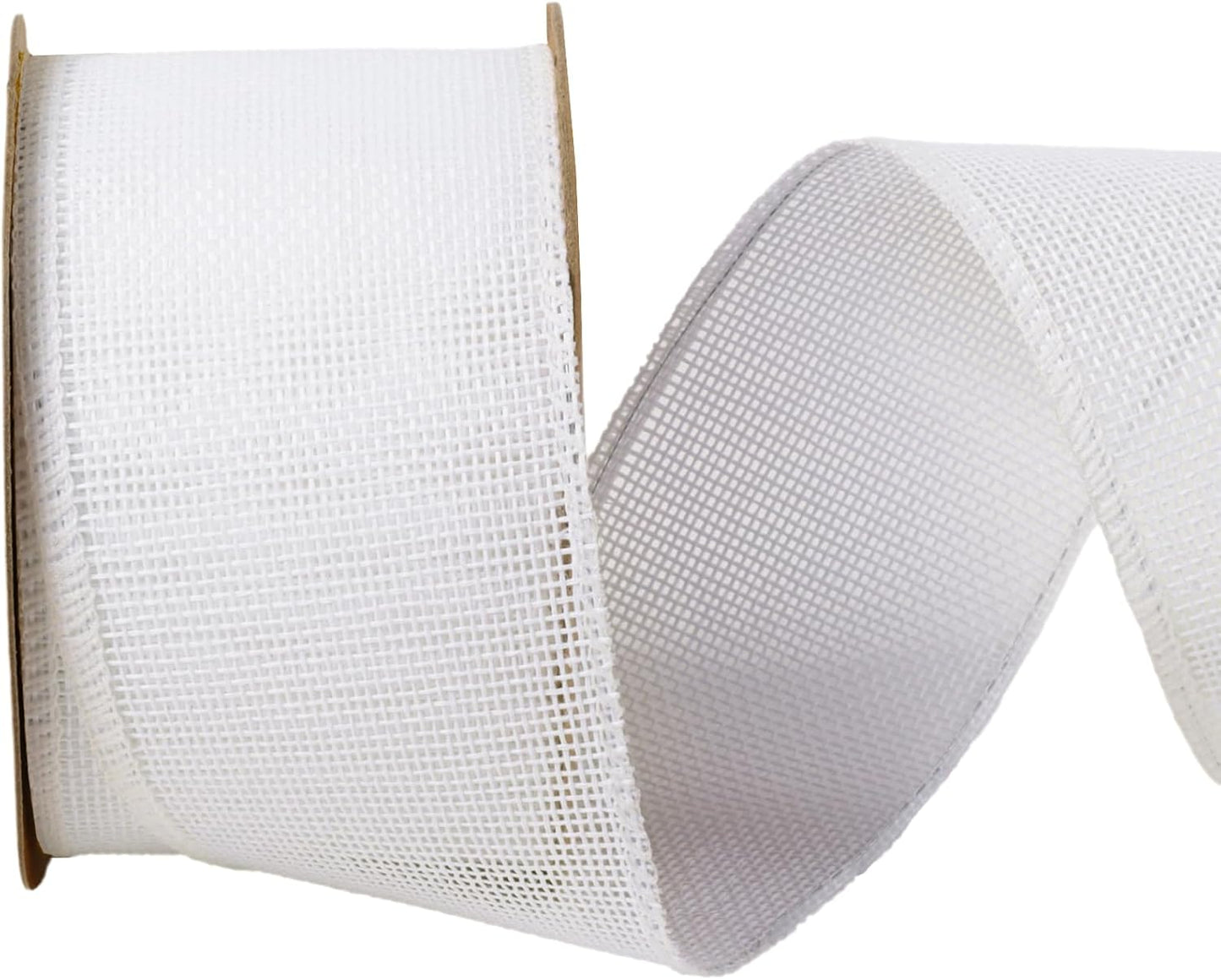 LaRibbons Burlap Ribbon - 2.5 Inch x 12 Yards White Wired Fabric for Spring Crafts & Gift Wrapping