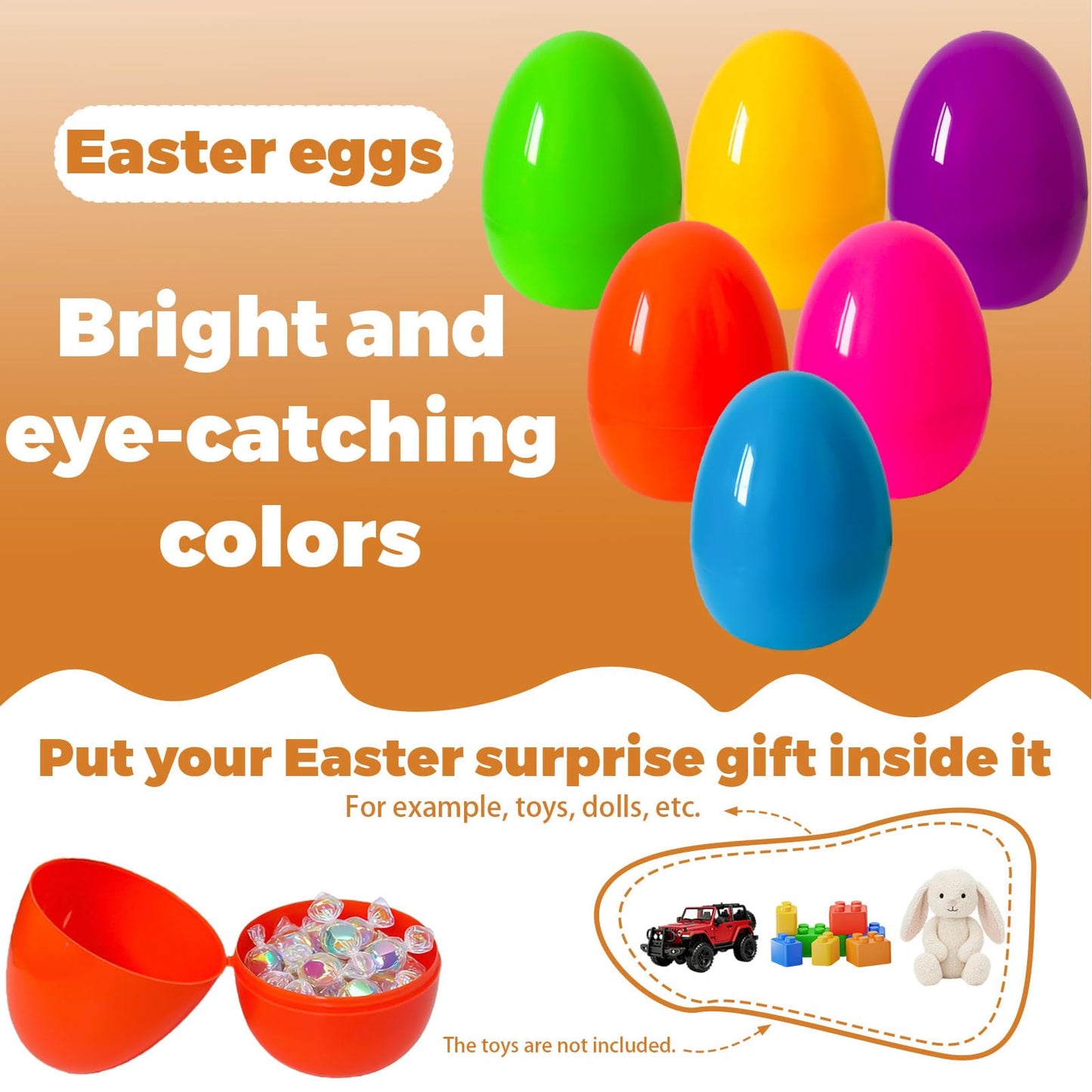 Jyluma 18 Pack 4 Inch Large Easter Eggs Big Colorful Easter Eggs for Refillable Basket Fillers Flat Bottom Plastic Easter Eggs Empty Surprise Eggs for Easter Hunt Party Favor