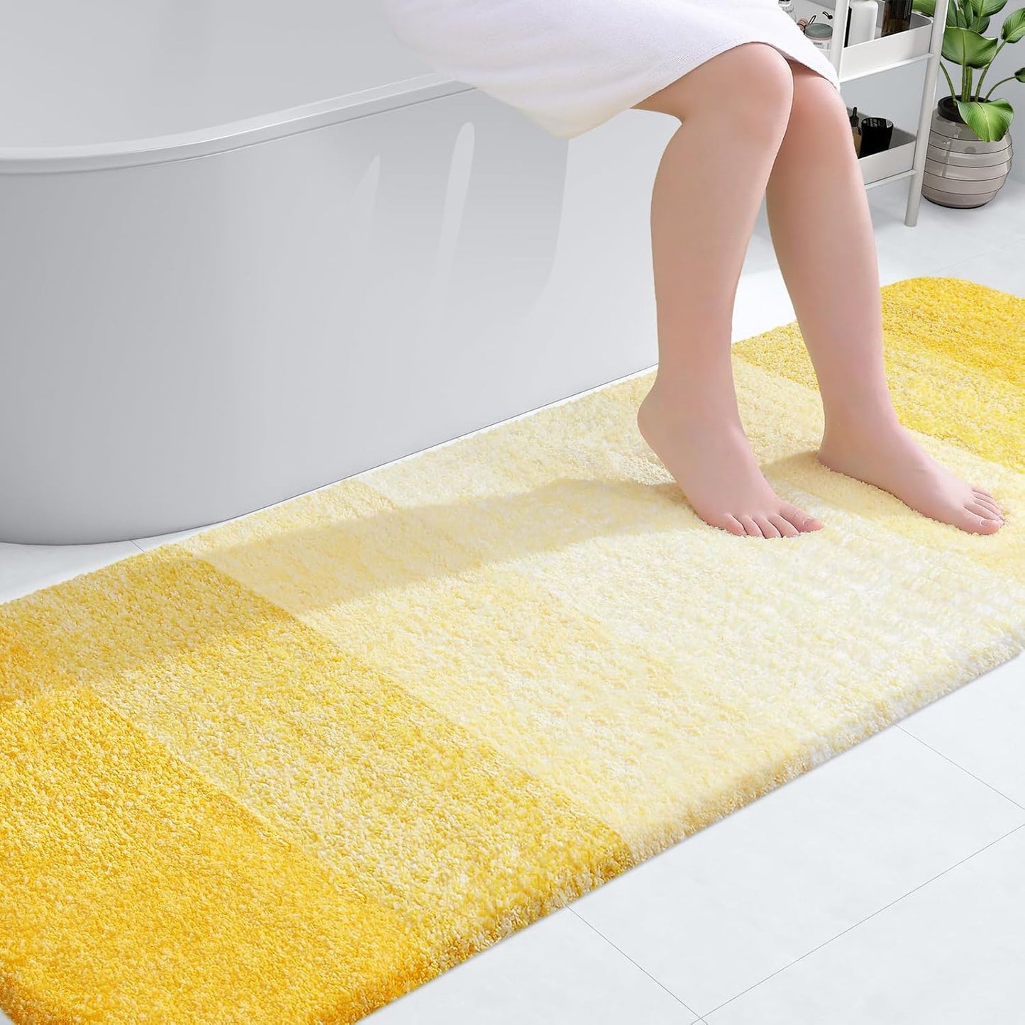 OLANLY Bathroom Runner Rug - Extra Soft Microfiber Bath Mat, Quick Dry & Washable, 70x24, Yellow