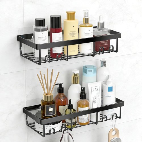 FGSAEOR Shower Caddy Adhesive Replacement Strips - Heavy Duty Waterproof Sticky Hooks | No Drilling Wall Mount for Bathroom & Kitchen Storage