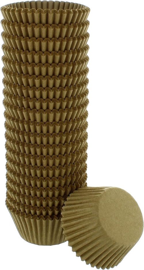 Bakery Crafts Natural Brown Baking Cups - Greaseproof Paper Liners for Muffins & Cupcakes | 500 Count