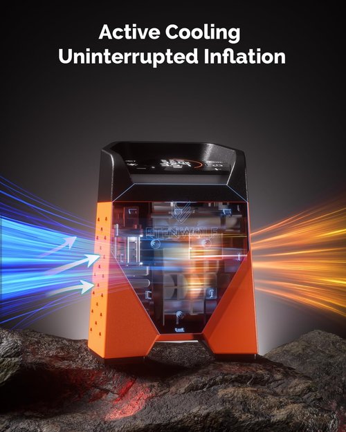 ETENWOLF Zephyr S3 Tire Inflator - Portable Air Compressor with 160 PSI | Fast 1 Min Inflation, Vivid Orange