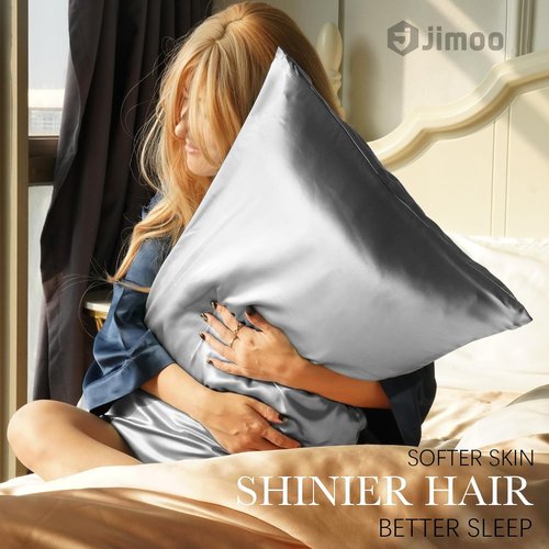 **Skiennix 100% Mulberry Silk Pillowcase - Luxurious Hair & Skin Care | Silver Grey, Standard 20''×26'', 1 Pack**