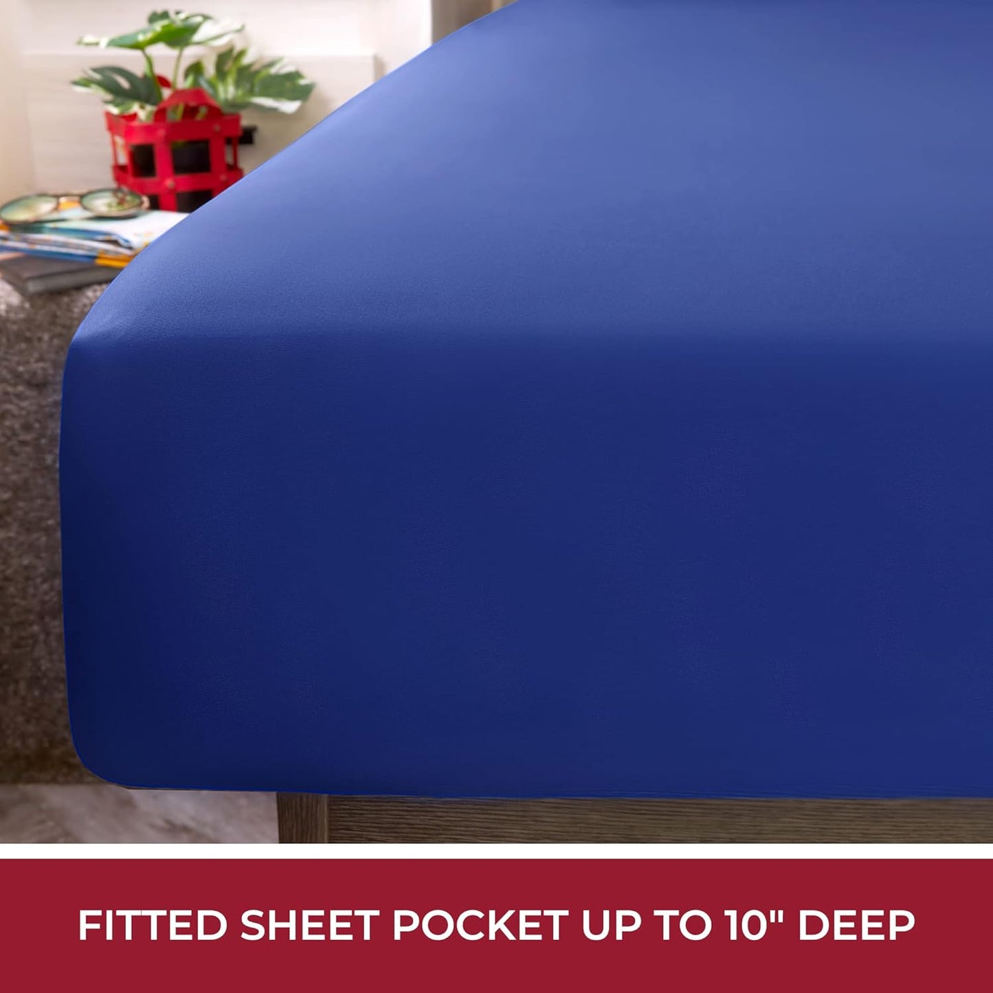 Mellanni RV Short Queen Sheets - Luxury 4 PC Bedding Set | Extra Soft, Cooling, Deep Pocket - Royal Blue