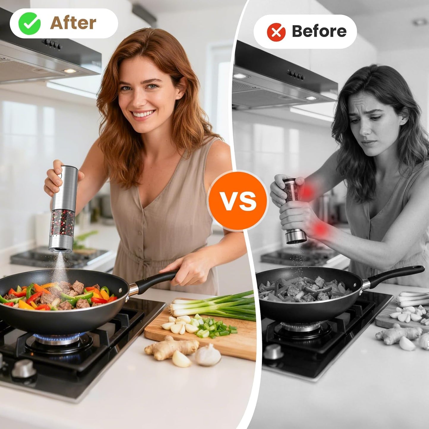 WOWBOX Electric Salt and Pepper Grinder Set - 2 PCS Stainless Steel, Rechargeable with 95L Capacity