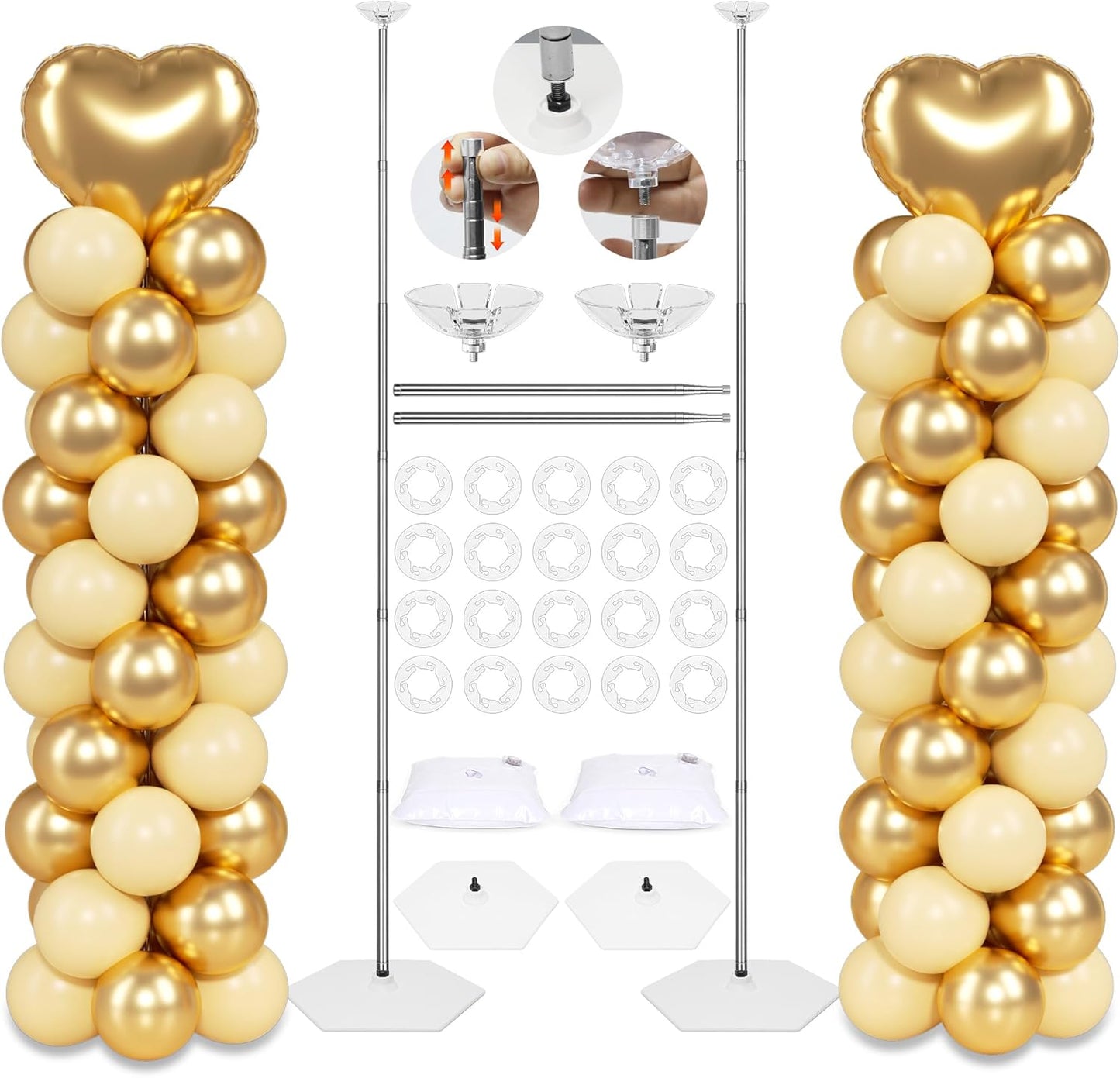 Skiennix Balloon Column Stand Kit - 7 Feet Adjustable Height for Graduation, Wedding & Party Decor