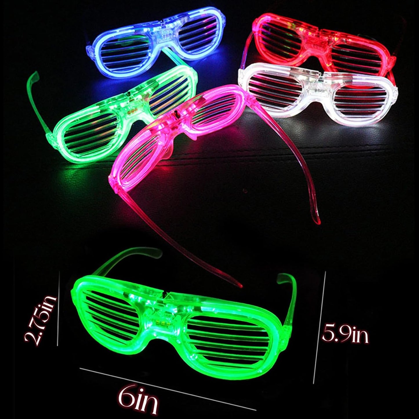Skiennix LED Glasses - 5 Neon Colors | Glow in the Dark Party Supplies for Kids & Adults
