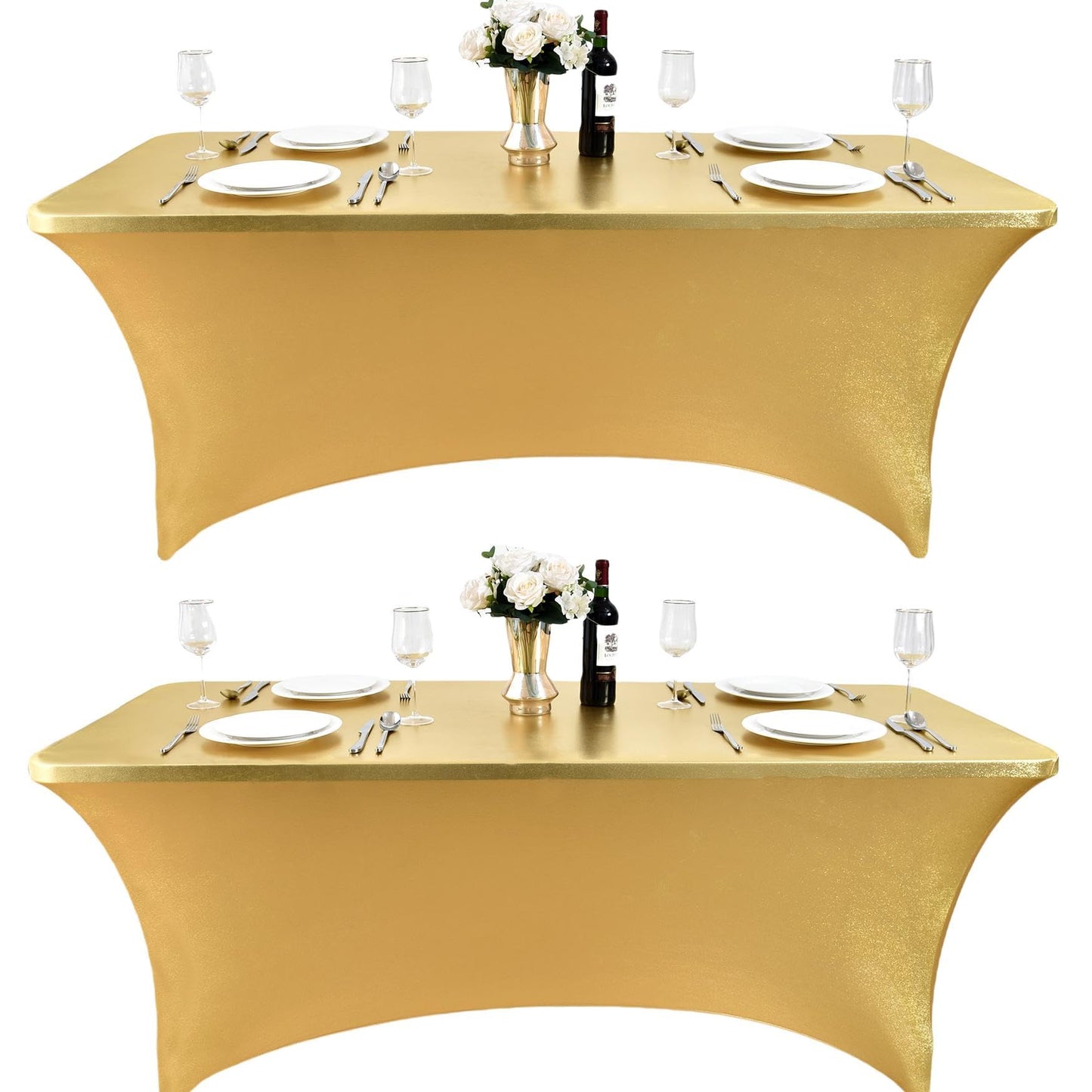 ZarzaaSik 6-Pack 4ft Spandex Table Covers for Rectangular Folding Tables - Wrinkle Resistant Stretch Tight Table Cloths - Ultimate Fitted Table Protector for Parties, Trade Shows, and Wedding