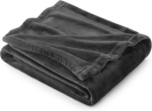 Bedsure GentleSoft Fleece Blanket - Cozy Lightweight Plush Twin Size Dark Grey, 60x80 Inches