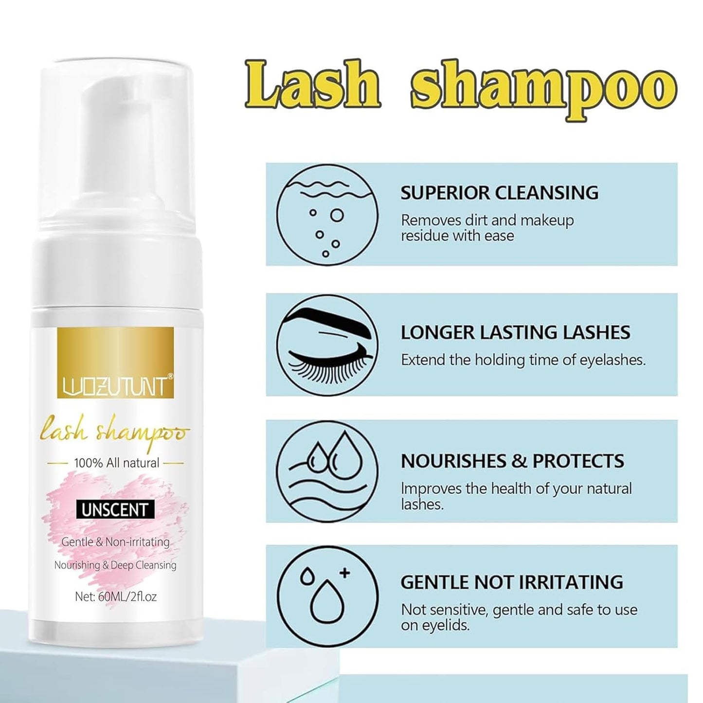 Skiennix Eyelash Extension Cleanser - Gentle Lash Mousse & Shampoo | USB Rechargeable Handheld Fan