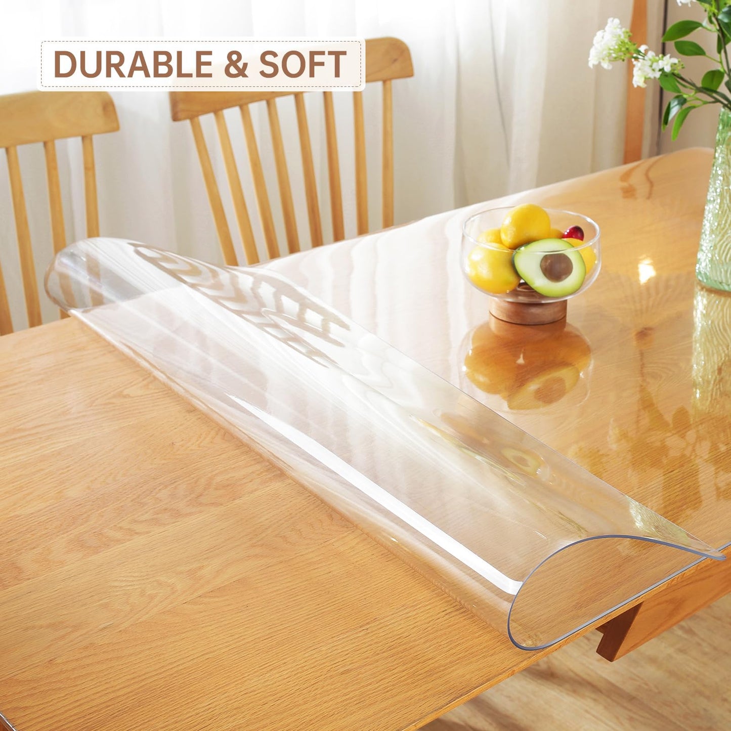 Warmstar Clear Table Cover Protector 36 x 60 Inch, 2mm Thick Plastic Table Cover Rectangle,PVC Clear Table Protector,Desk Protector Mat for Kitchen, Dresser, Writing Desk，Dining Room Table