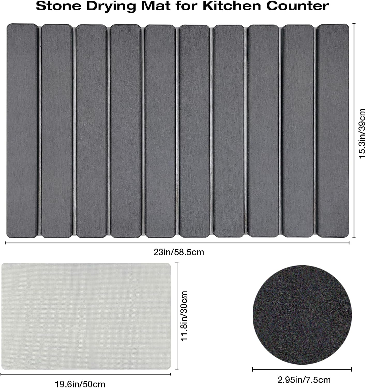 Large Diatomite Kitchen Counter Drying Mat - Quick-Drying & Space-Saving 24”x16” Aesthetic Stone Mat for Dishes