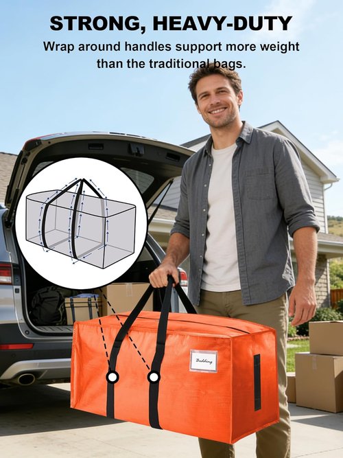 HOMESURE 12 Pack Large Water-Resistant Moving Bags - Heavy Duty Storage Totes with Zippers & Handles | Space-Saving Design