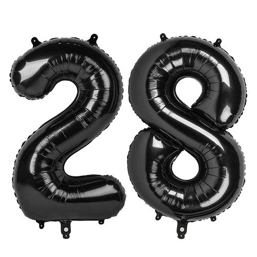Black Number 28 Balloon 40 inch, 28 Number Balloons, 28th Black Birthday Decorations for Women Men, 28 Year Old Black Party Supplies