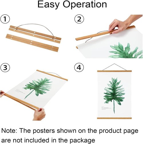 FALAMON Magnetic Poster Hanger Frame - 3 Pack Teak Wood for 20x20, 20x28, 20x30 Prints & Artwork