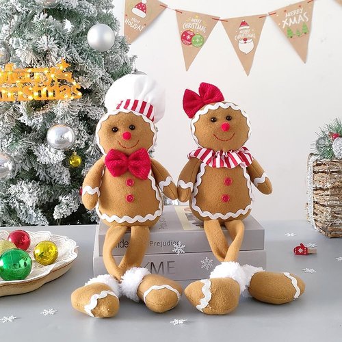BALONAR Christmas Plush Gingerbread Man Doll - 15-Inch Soft Holiday Decoration for Home & Tree