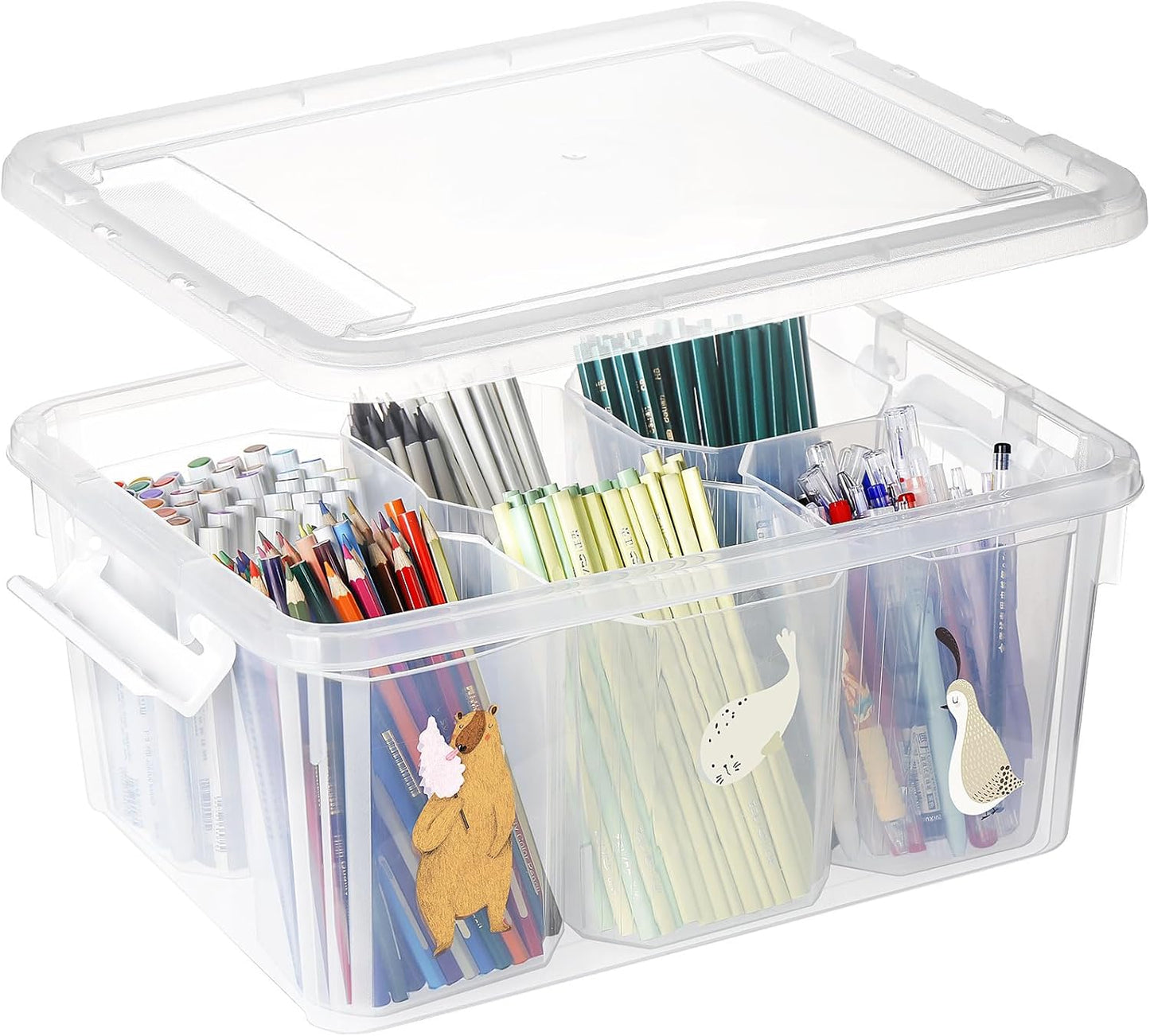 Loobuu 17QT Plastic Storage Bin with Lid - Stackable Clear Organizer Box for Art Supplies & Toys