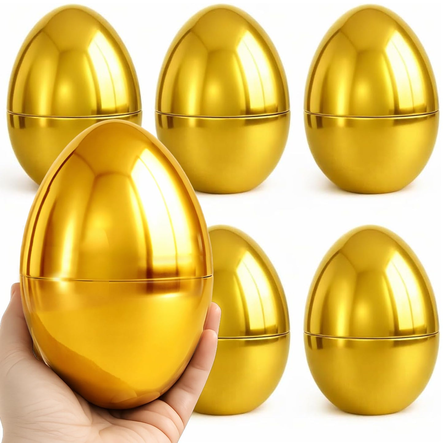 GiftExpress Pack of 6, 6" Gold Easter Eggs - Adult & Kid Party Toys for Gift Baskets or Egg Hunt Décor