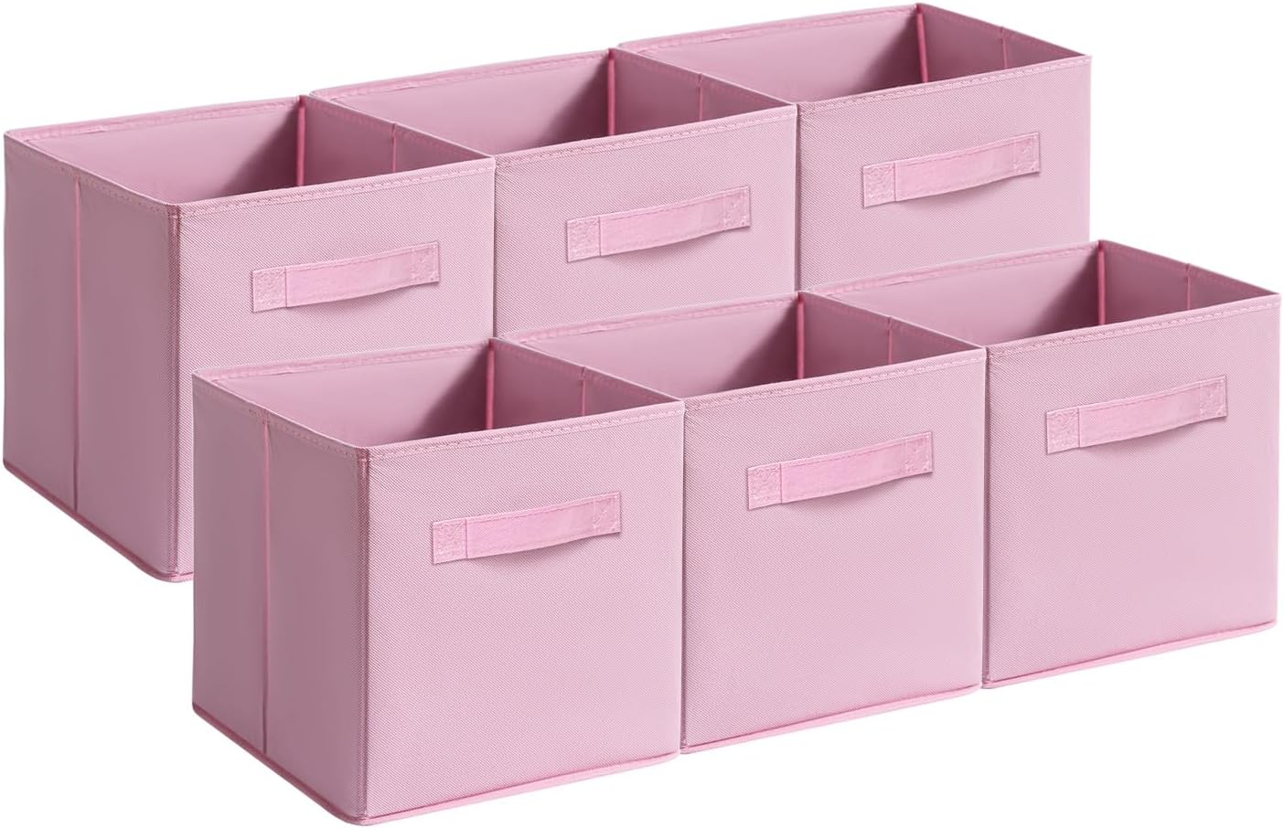 Skiennix Fabric Storage Bins - 6 Pack Collapsible Cube Organizers for Closet & Living Space | Foldable with Handles (Pink, 11 Inch)