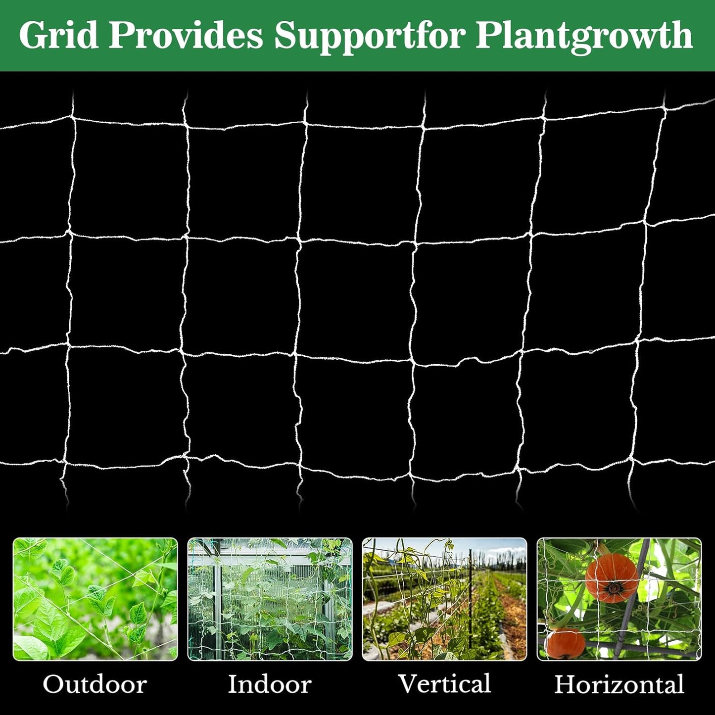 Sukh Garden Plant Trellis Netting - 5 x 15 Ft Polyester Mesh for Climbing Plants & Vegetables