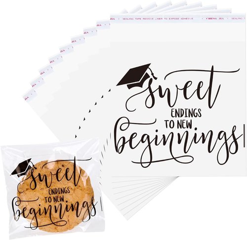 FYSUIMU Graduation Treat Bags - 320 Pcs Clear Self-Adhesive Cellophane Bags | 4 x 4 Inch for Celebrating Graduates