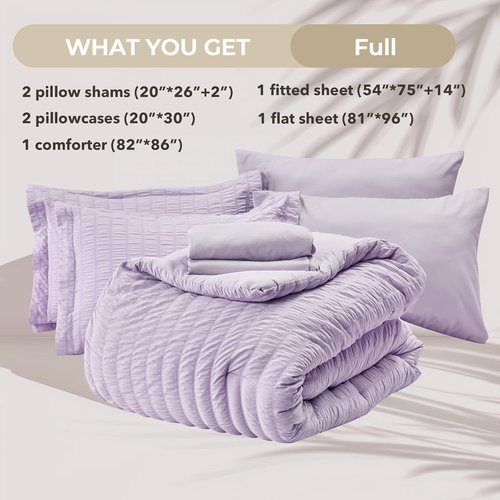 HYMOKEGE Lavender Comforter Set - Luxurious 7-Piece All-Season Bedding in Full Size