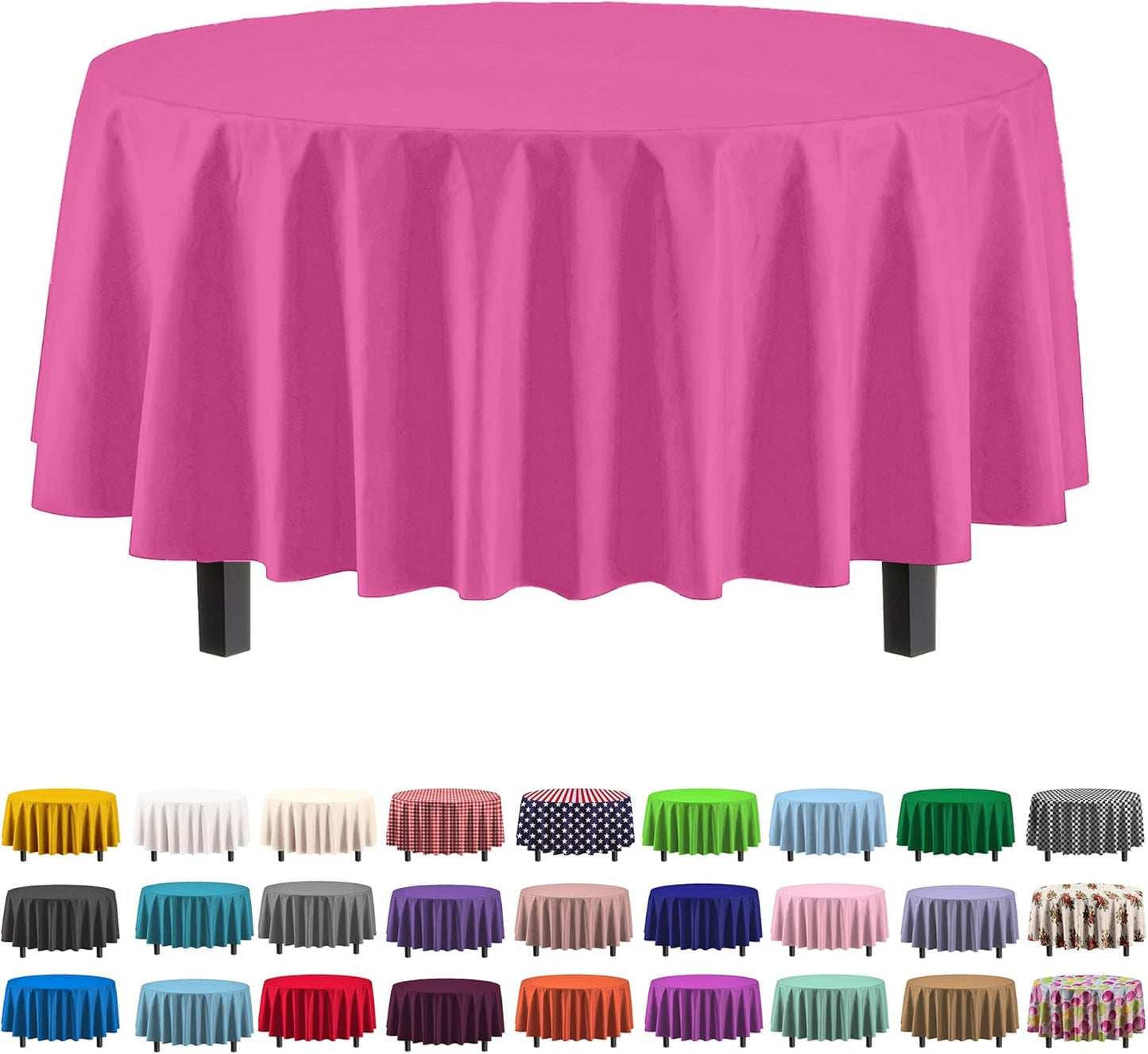 Ivory 84-Inch Round Tablecloth - 12-Pack Premium Plastic Party Supplies